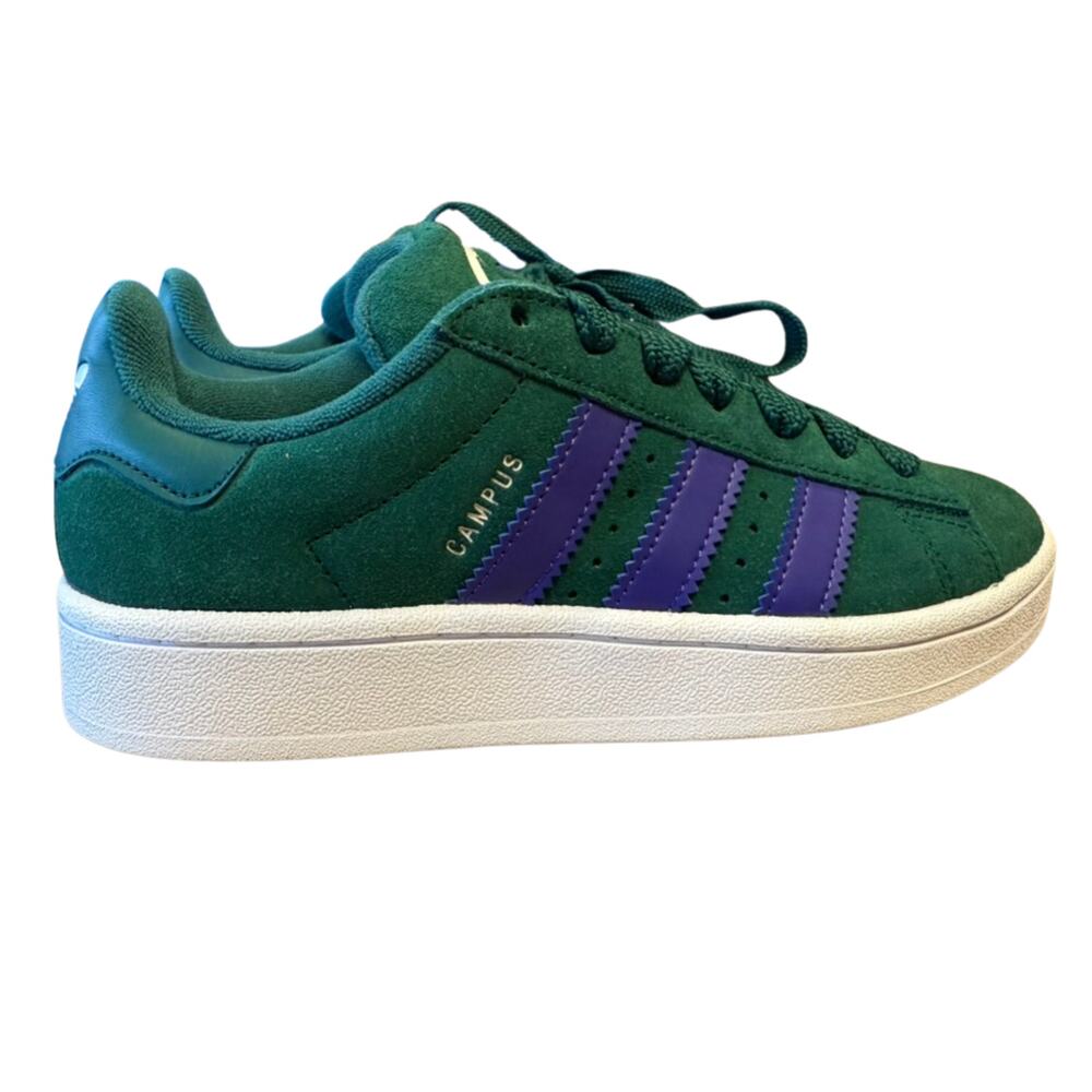 adidas Teal Green Suede Sneakers with Purple Stripes - Picture 3 of 10